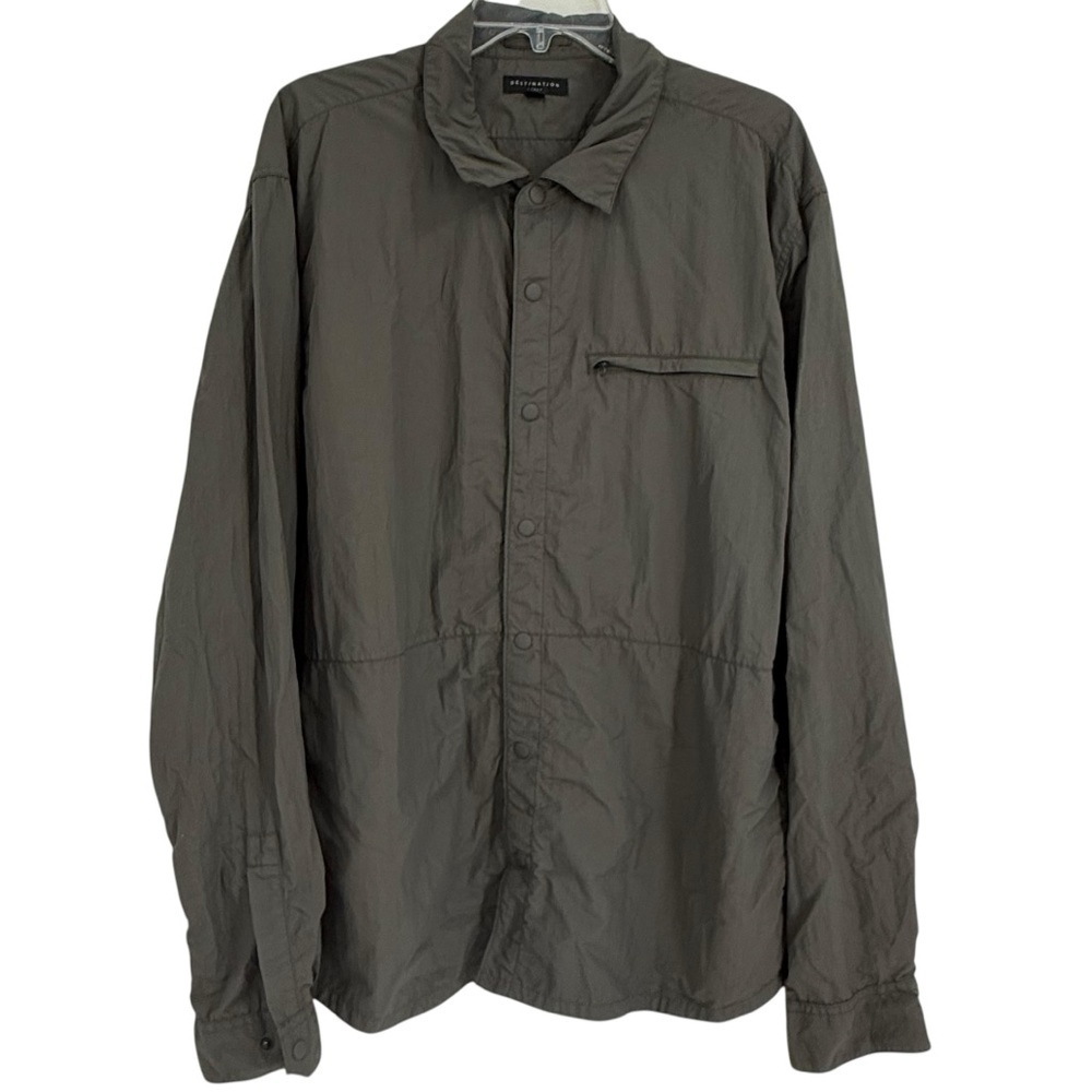 Destination J.Crew Packable Travel Jacket Green Size XXL Snap Front Lightweight